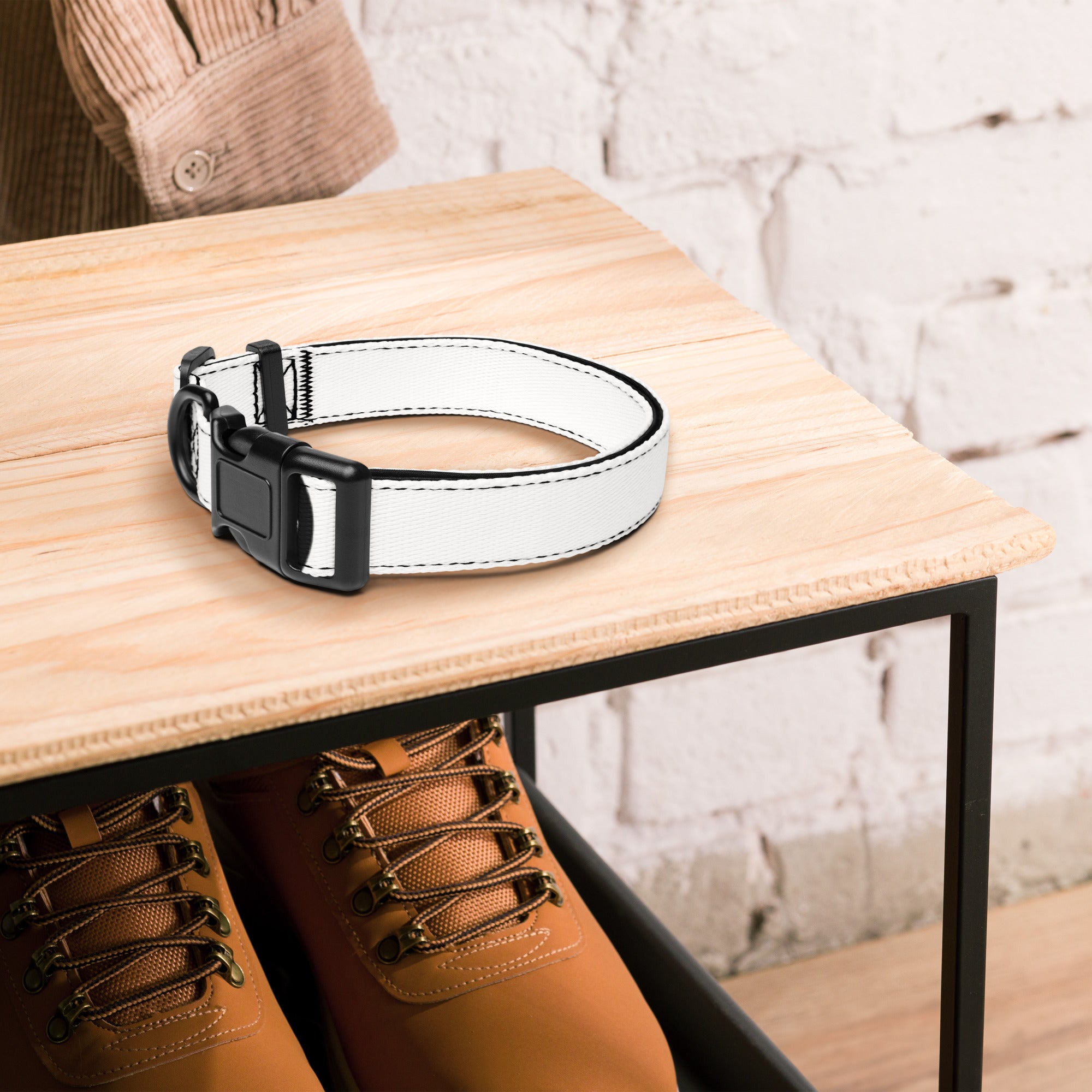 Premium adjustable dog collar by MAMGPets white 