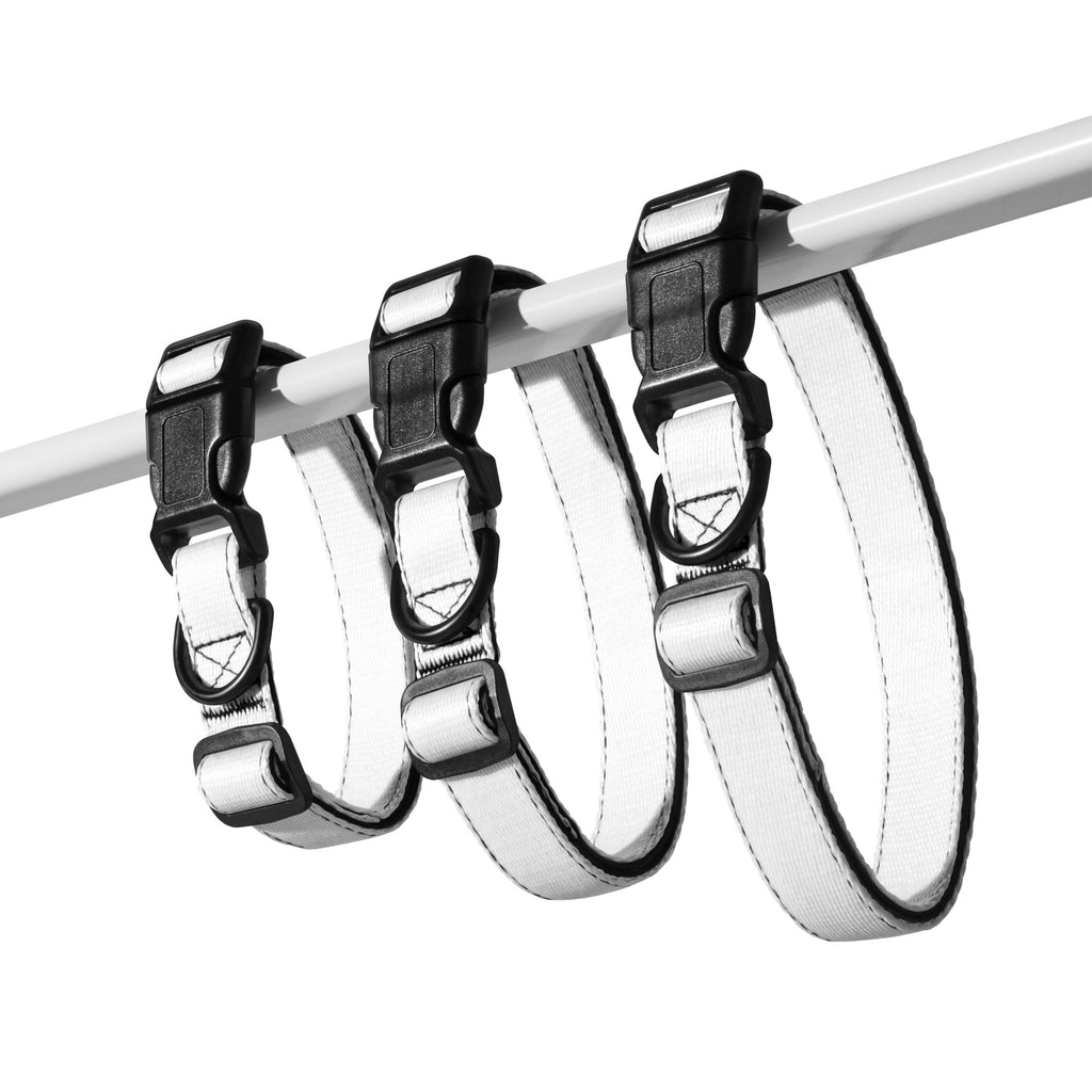 Premium adjustable dog collar by MAMGPets white 